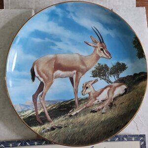 Slender Horned Gazelle Plate Endangered Animals Collectible China
